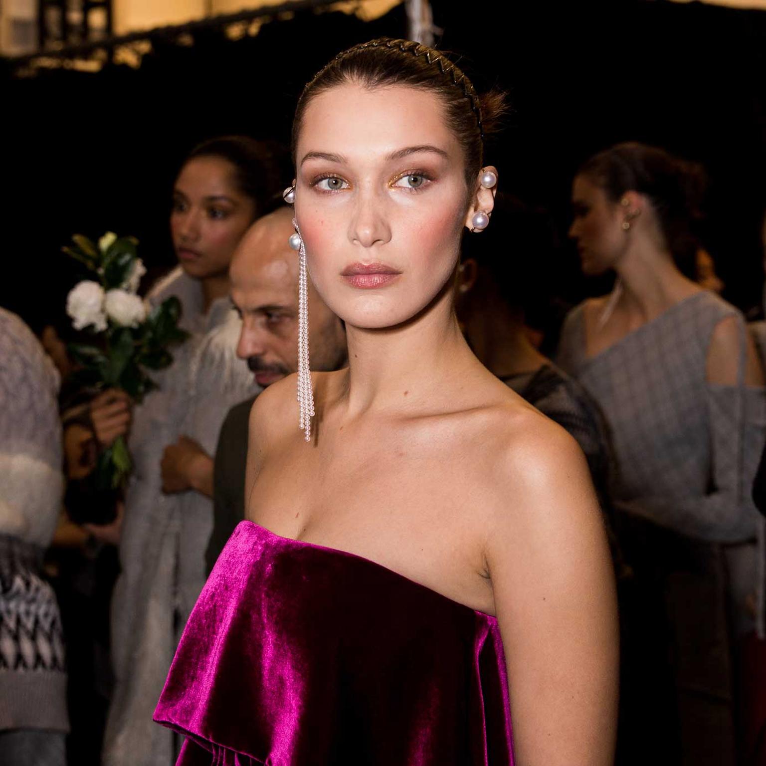 Bella Hadid in Tasaki earrings. Photo credit Darpan-Udas