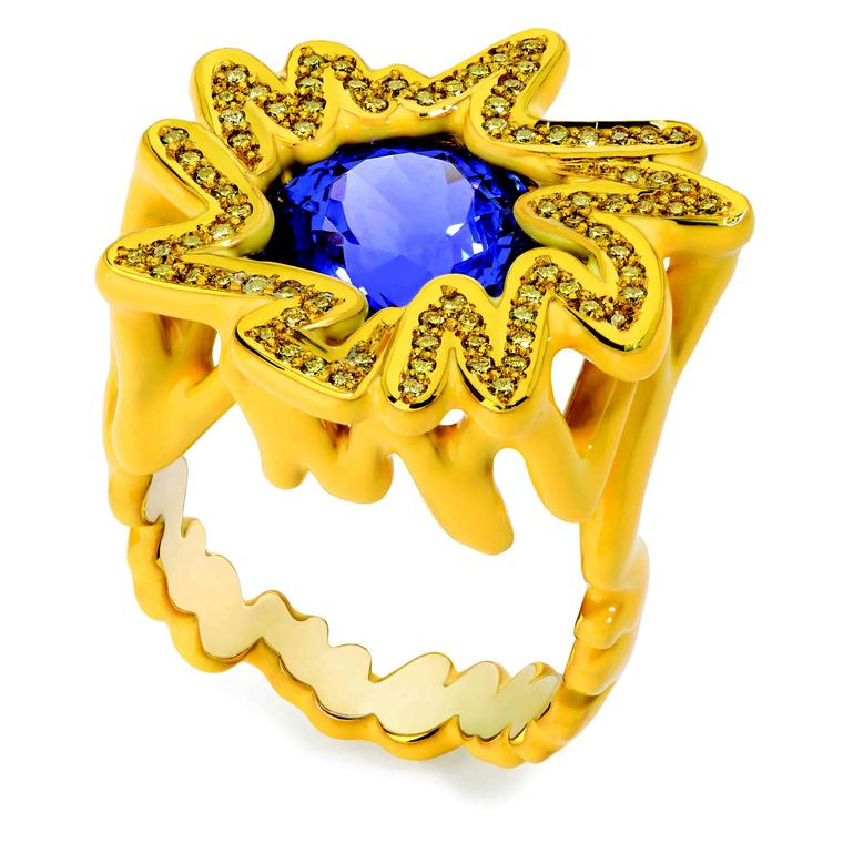 Solange Azagury-Partridge Scribbles Blue & Yellow Ring