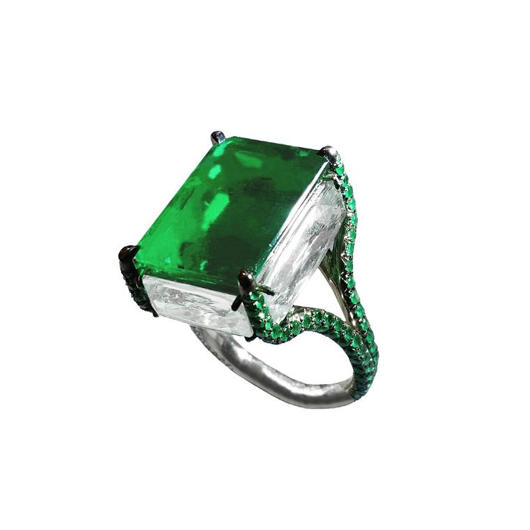 Boghossian Colombian emerald and beryl ring