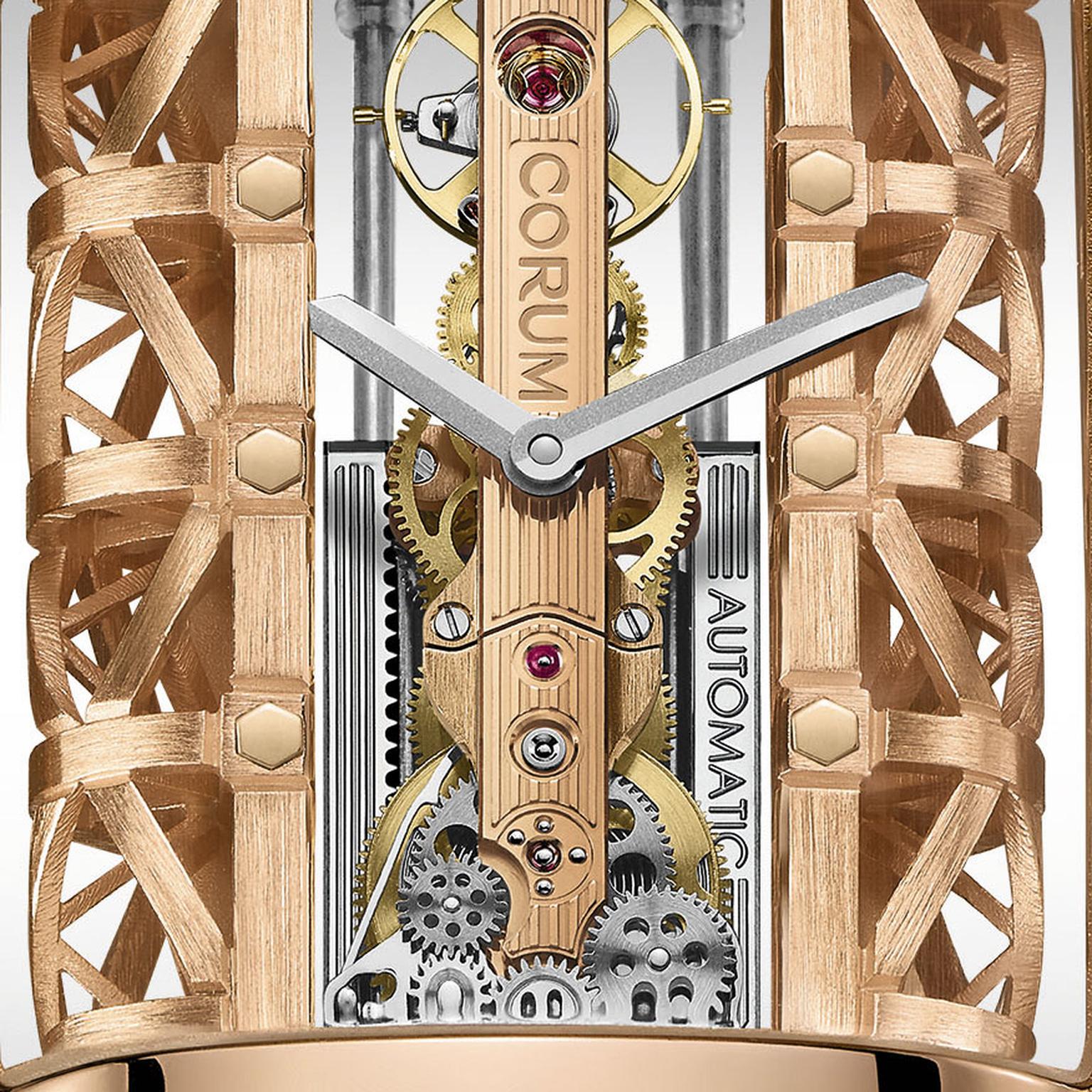 Corum Golden Bridge Stream close up of automatic movement