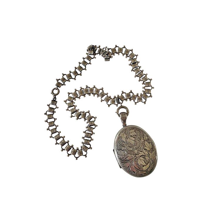 Whitmer Hammond Antique book chain necklace with locket