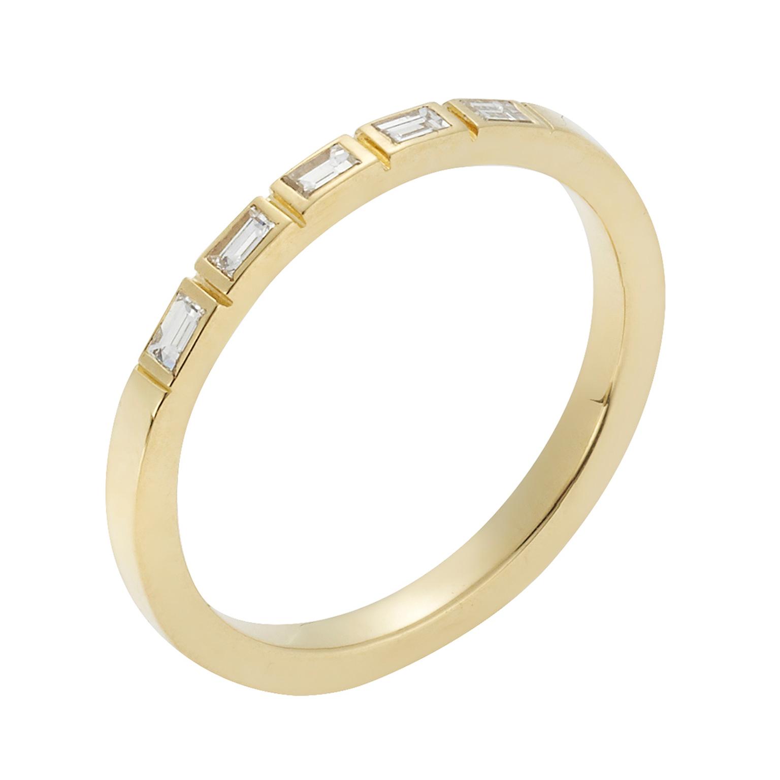 Ileana Makri yellow gold eternity ring with baguette diamonds