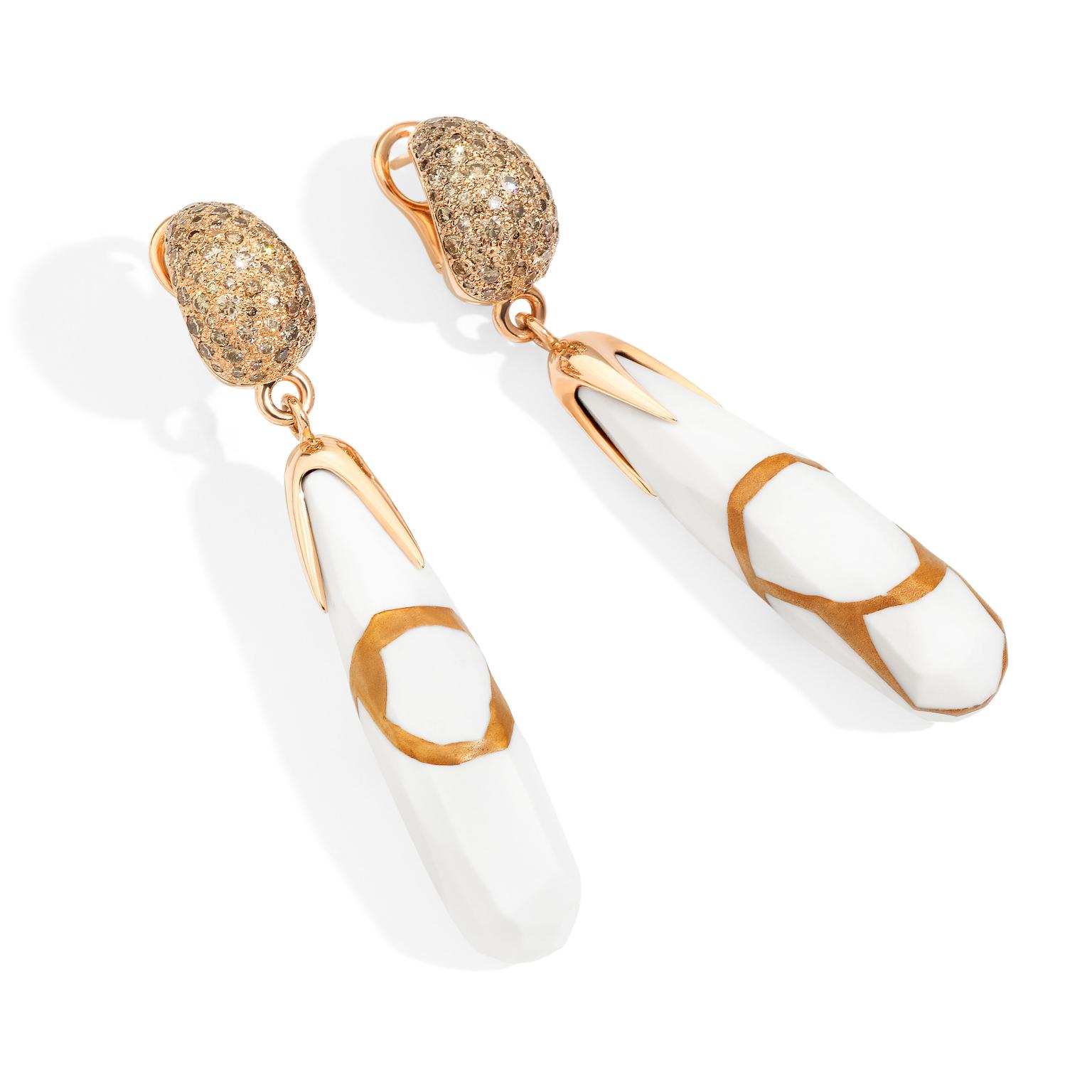 Pomellato Kintsugi Collection_earrings in rose gold with kogolong and brown diamonds