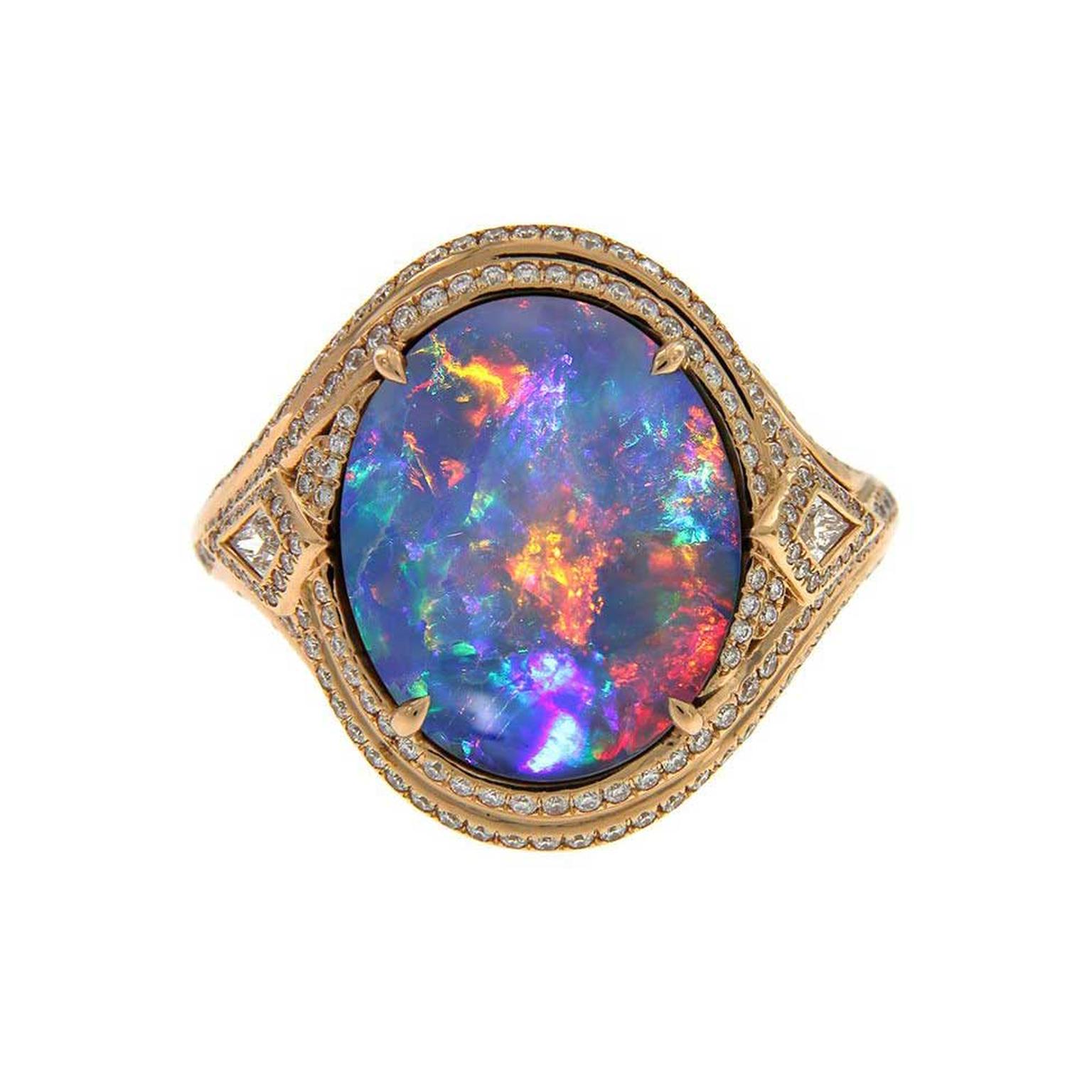 Kat Florence Lightning Ridge black opal ring