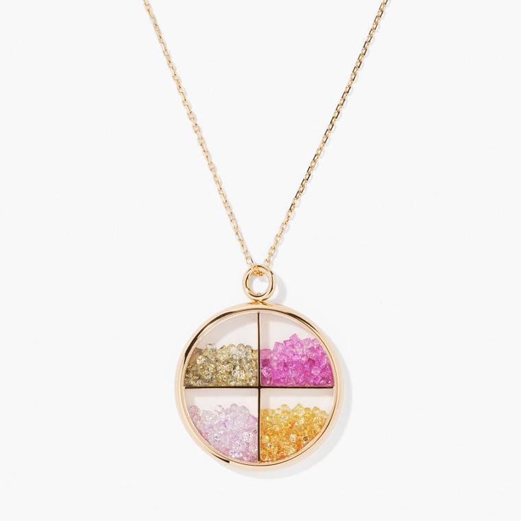 Aurelie Bidermann Fancy sapphires Damier Chivor long necklace