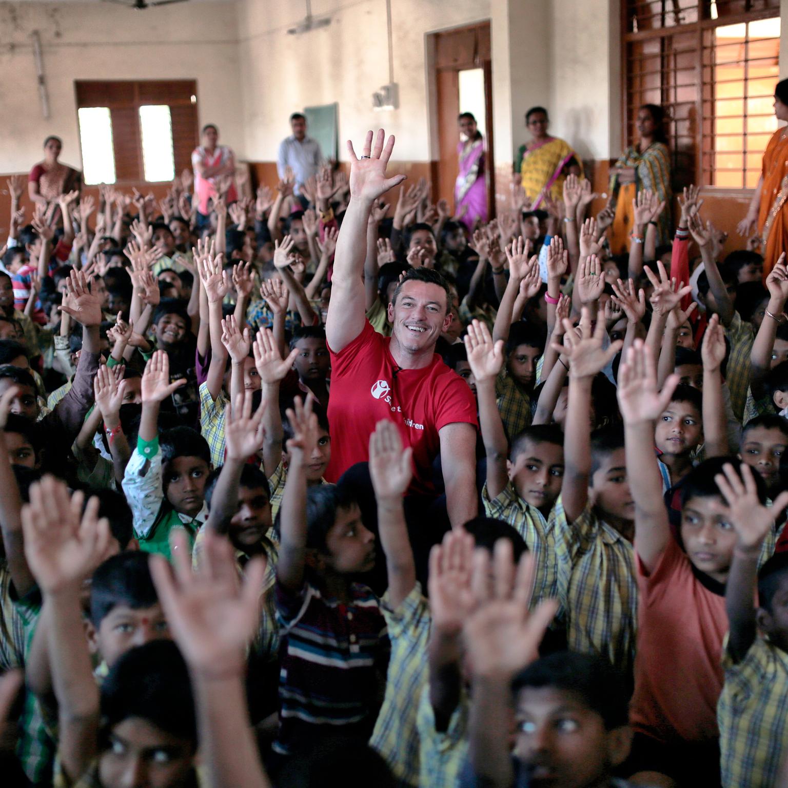 Luke Evans visits India as part of Bulgari's raise your hand campaign.