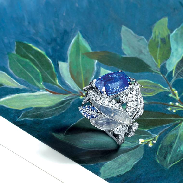 Chaumet's La Nature de Chaumet sapphire and moonstone Laurel ring 
