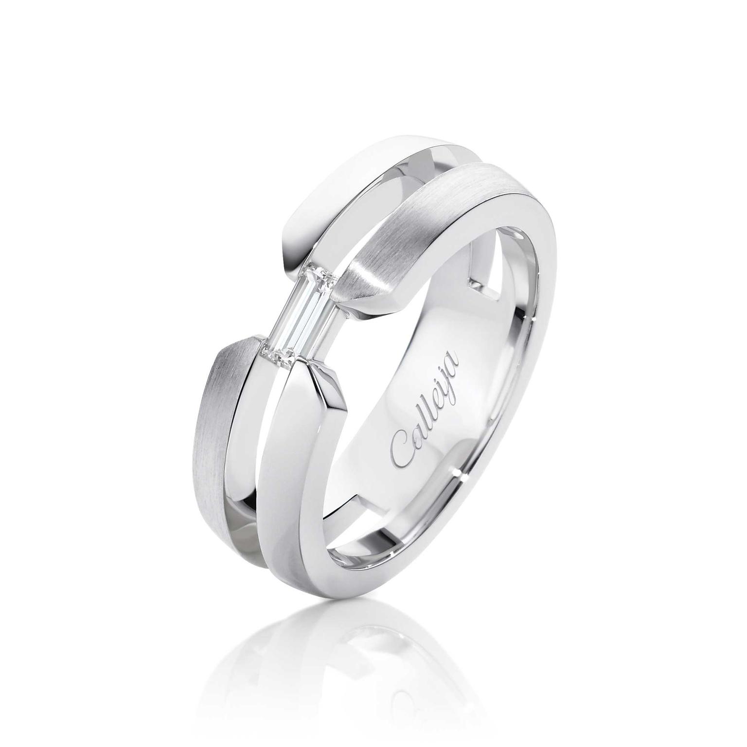 Calleija baguette-cut diamond men’s wedding ring