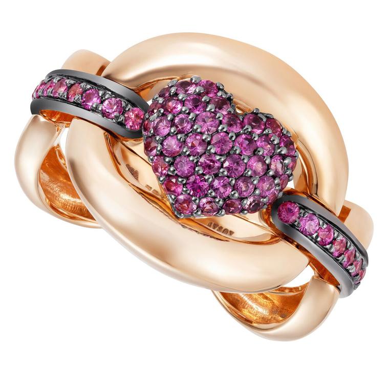 NAdine Aysoy RING HEART PINK SAPPHIRE, 18K Rose Gold (12.30g)  + Pink Sapphire Stone 0.85 CT, $4940