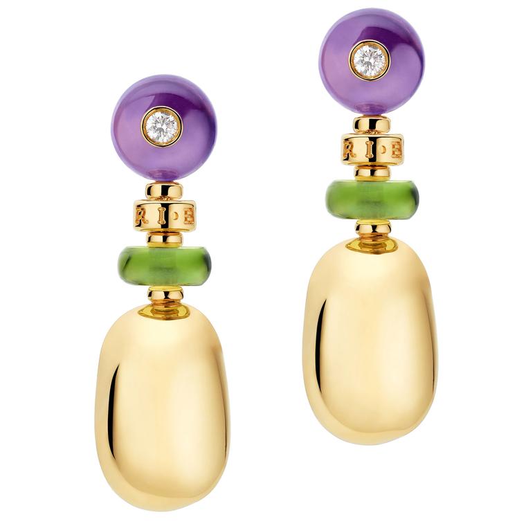 Bulgari yellow gold, peridot, amethyst and diamond Mediterranean Eden earrings