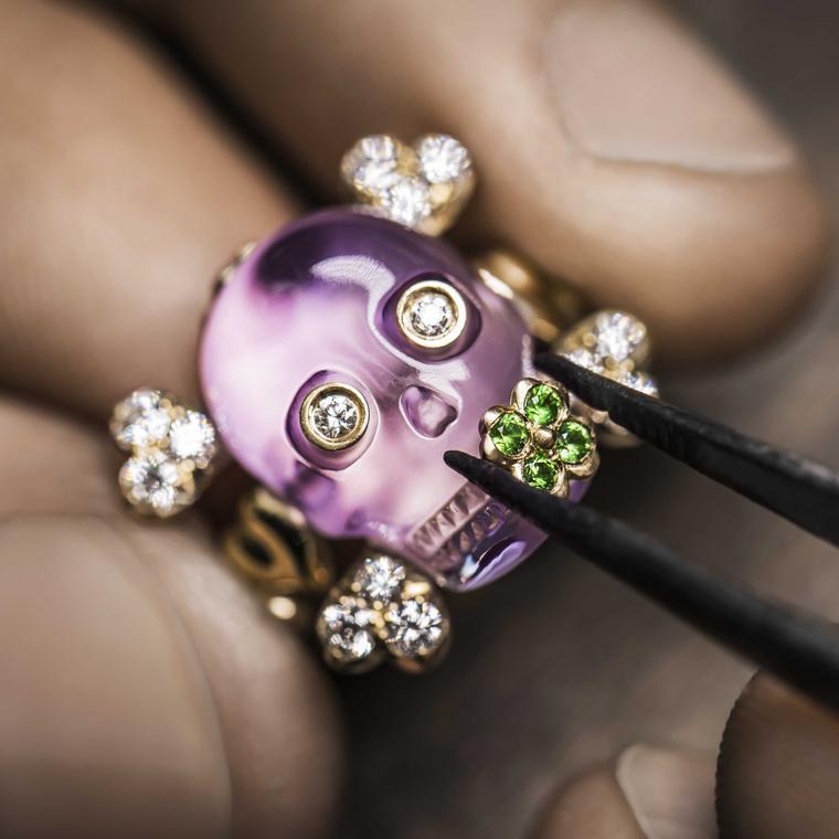 Dior tete de mort amethyst ring front view Price £7650