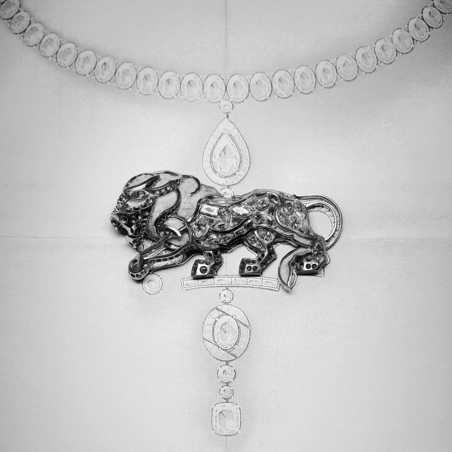 Chanel Lion Commanding sketch of brooch