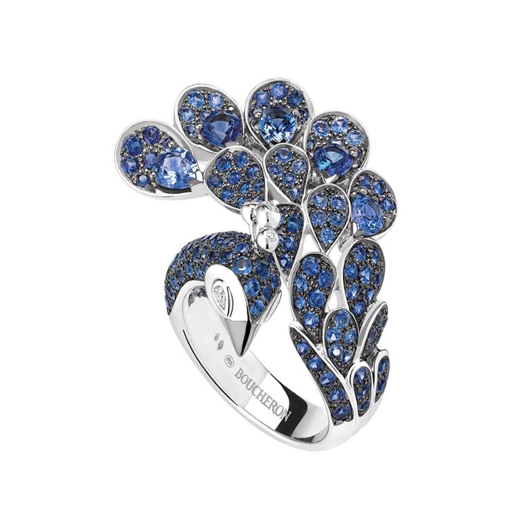 Boucheron Héra blue sapphire peacock ring