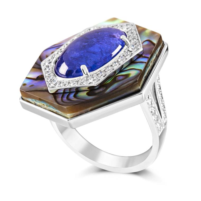 Engagement ring with tanzanite and diamonds from Ananya