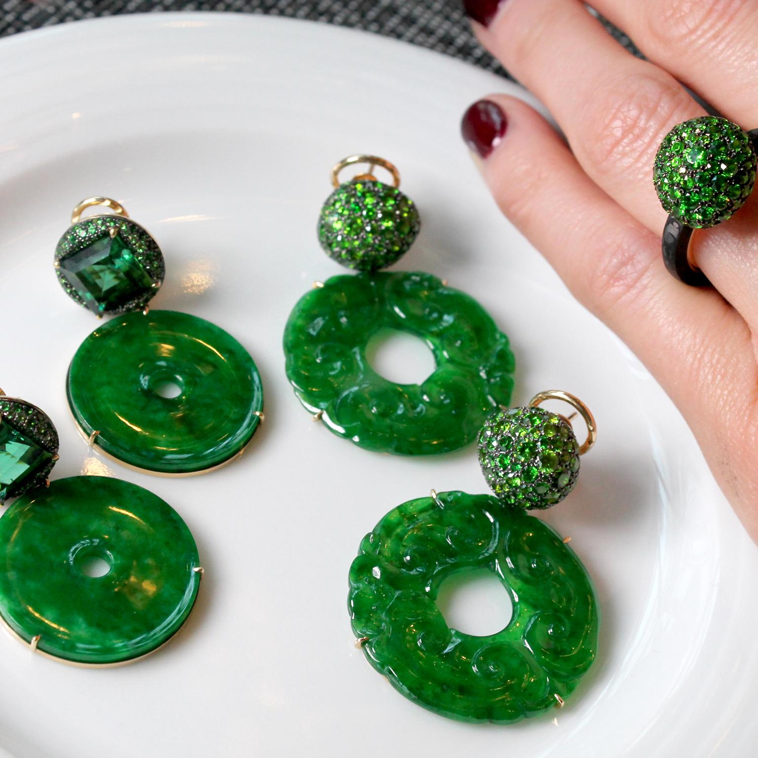 Doris Hangartner green earrings