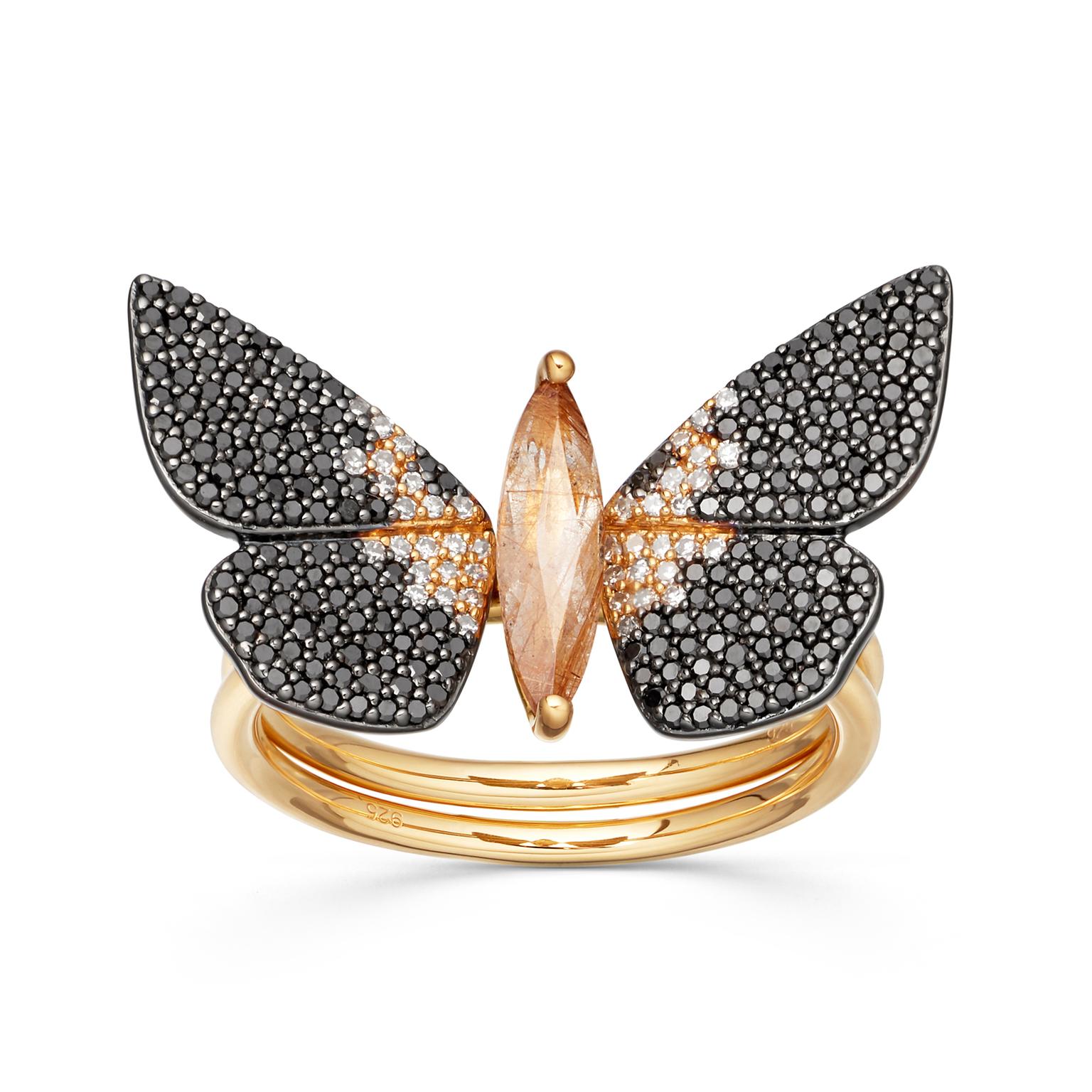 Astley Clarke Phototaxis Magpie Moth ring