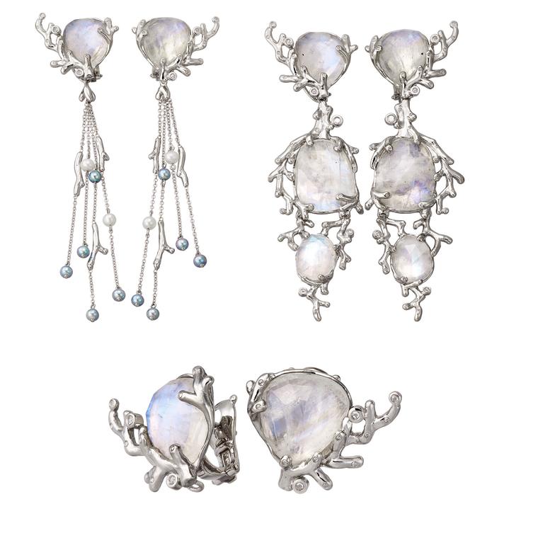 AENEA Alaria rainbow moonstone earrings