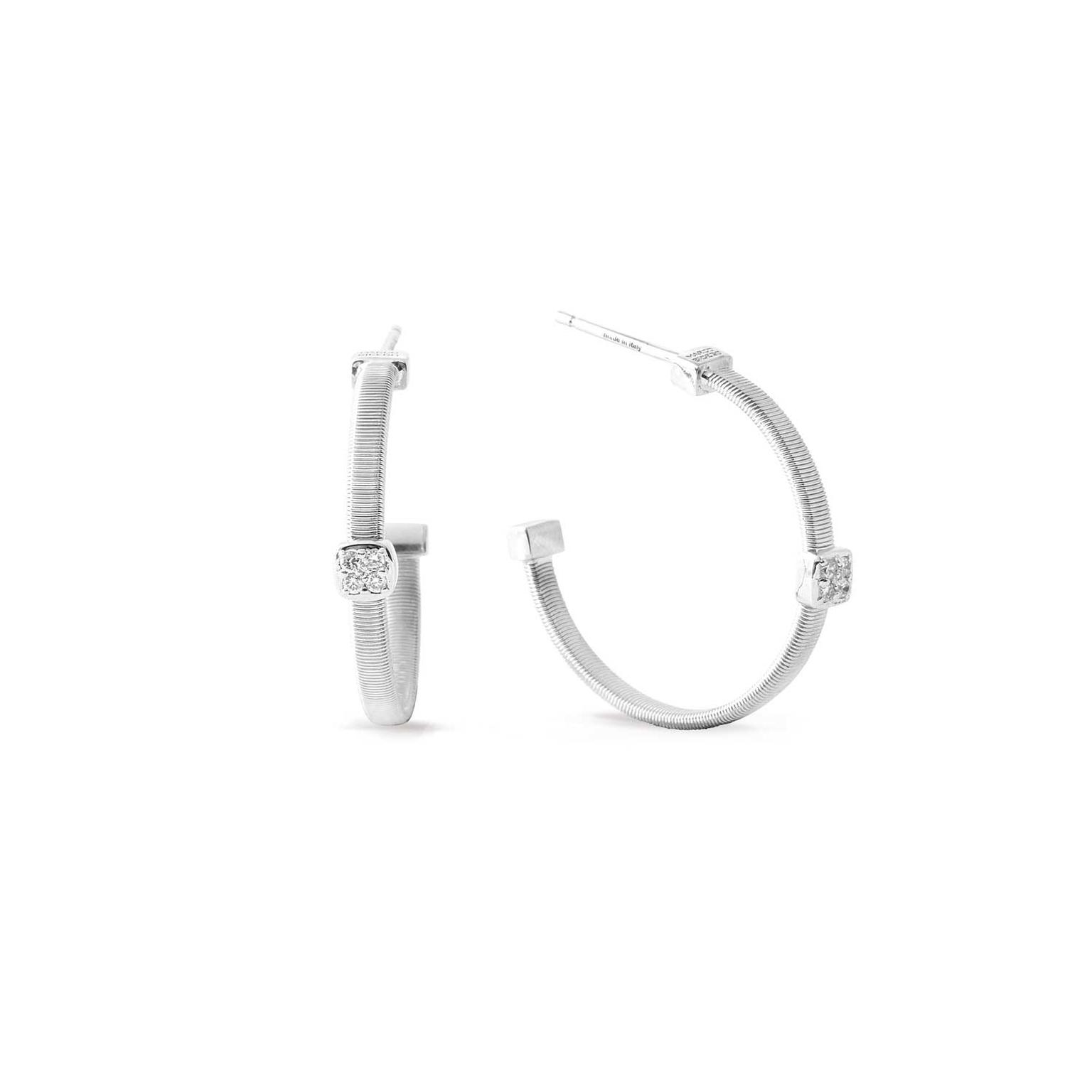 Marco Bicego Masai diamond hoop earrings in white gold