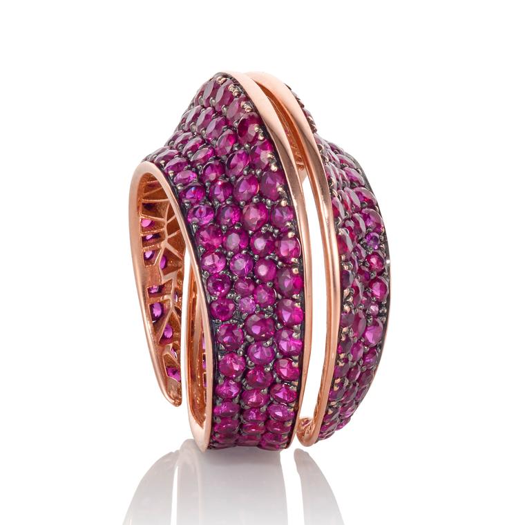 Lily Gabriella Spiral ruby ring