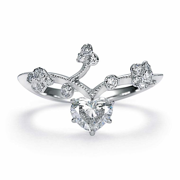 Bleeding Heart diamond engagement ring