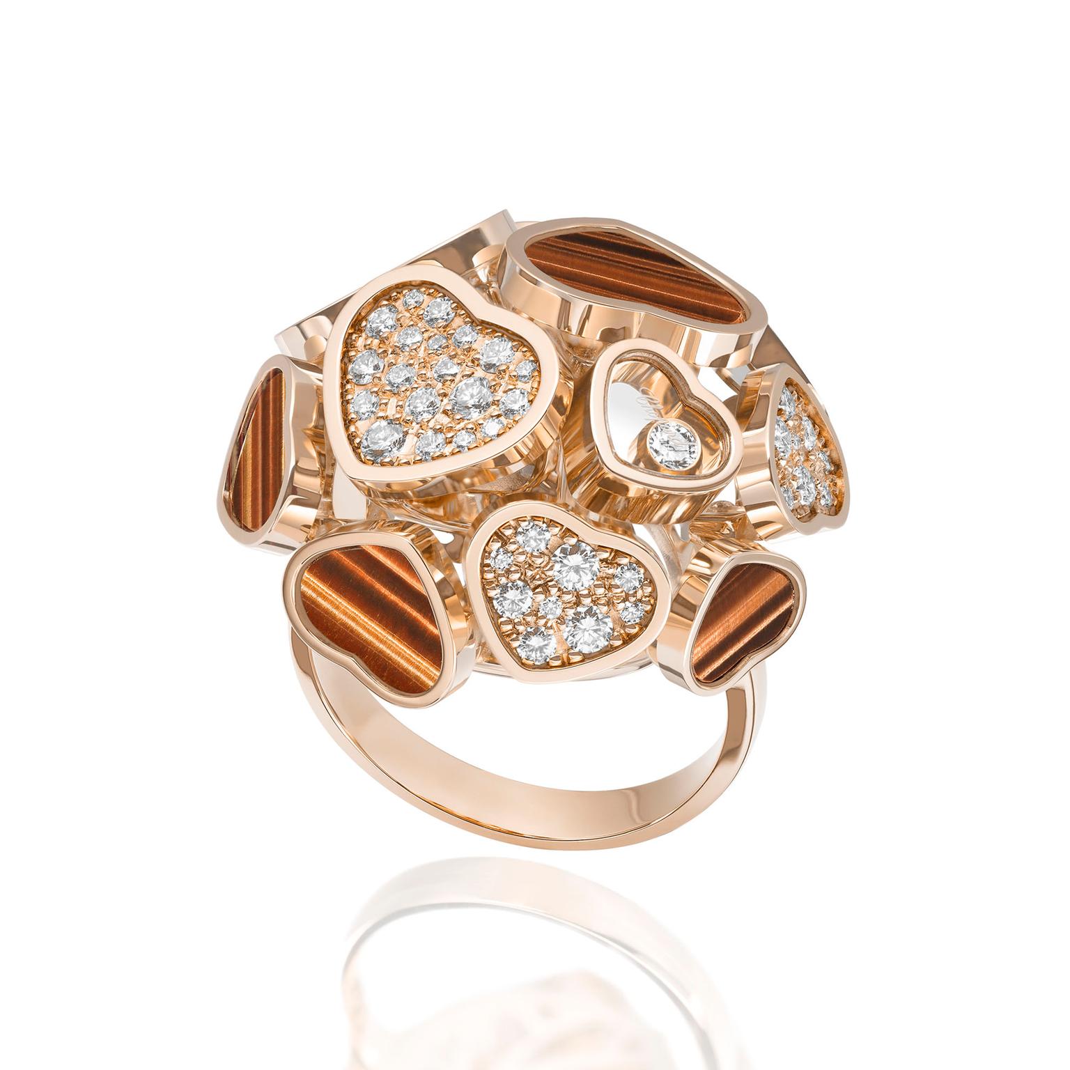 Chopard Happy Hearts ring with tiger's eye