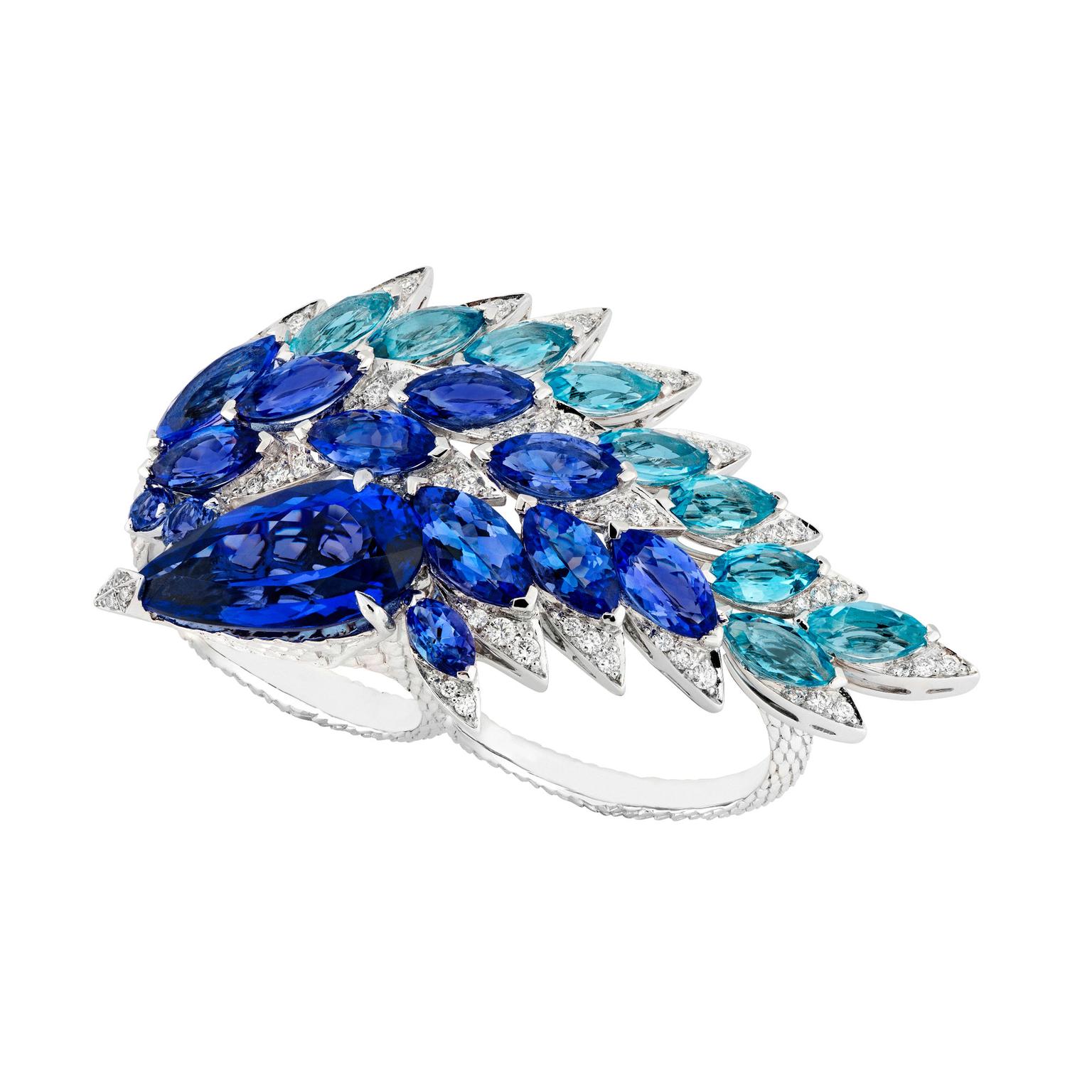 Stephen Webster marquise-cut aquamarine and tanzanite ring