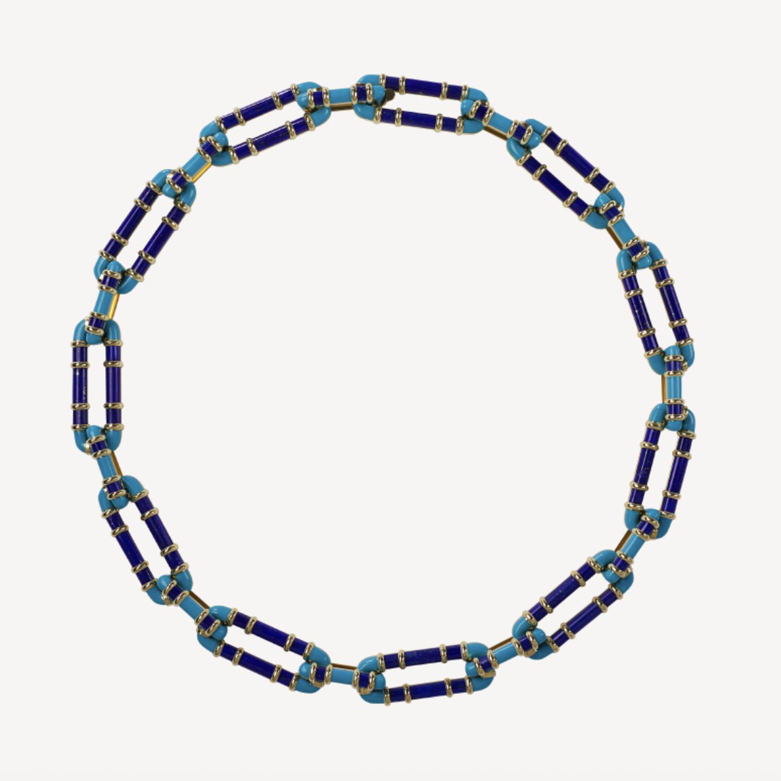 Lapis lazuli with ceramic enamel  necklace by Ming Jewellery