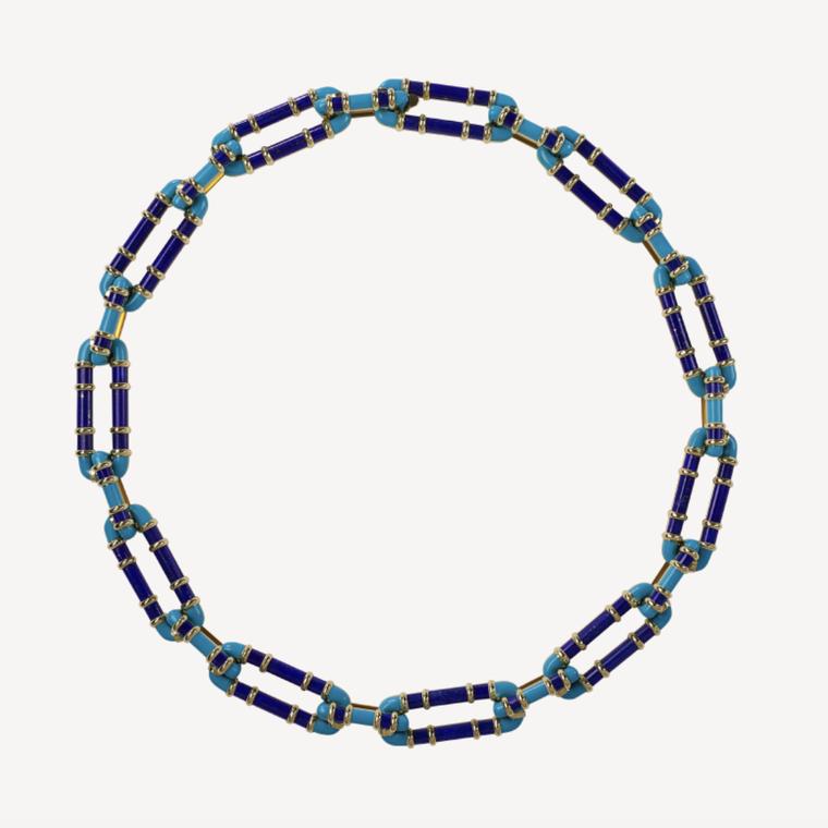 Lapis lazuli with ceramic enamel  necklace by Ming Jewellery