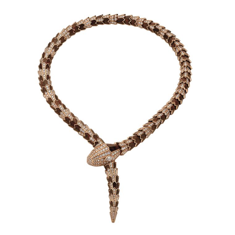 Bulgari Serpenti wood necklace