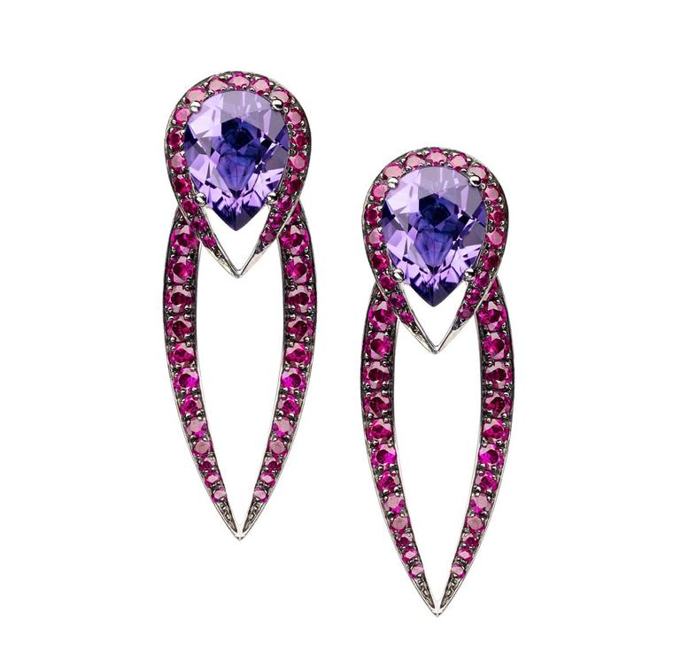 Shaun Leane amethyst and ruby Aurora earrings