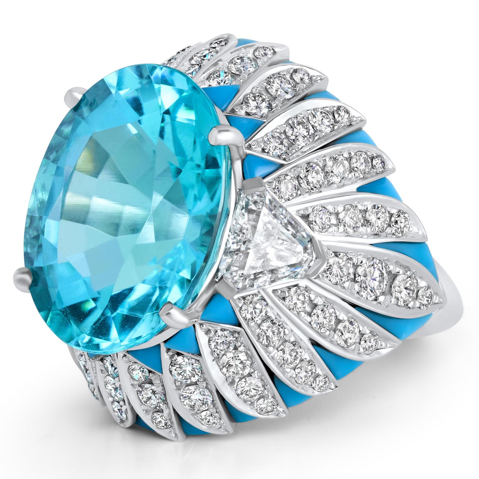 Azure cocktail ring by David Morris