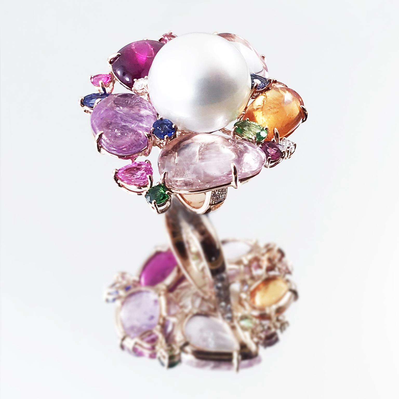 Pearl and multi-colour stone ring from Margot McKinney