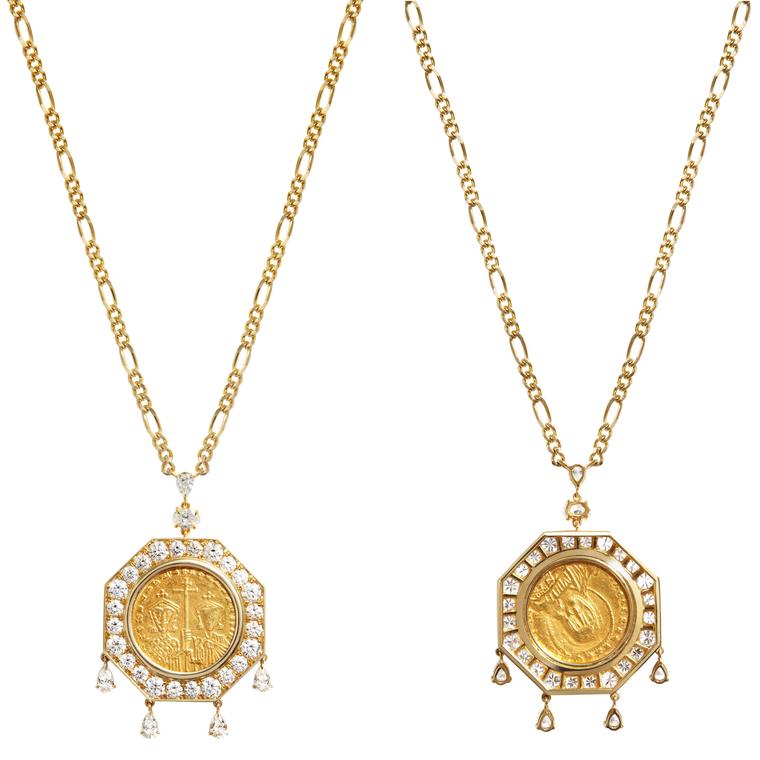Inés Nieto necklace Byzantine coin front and back