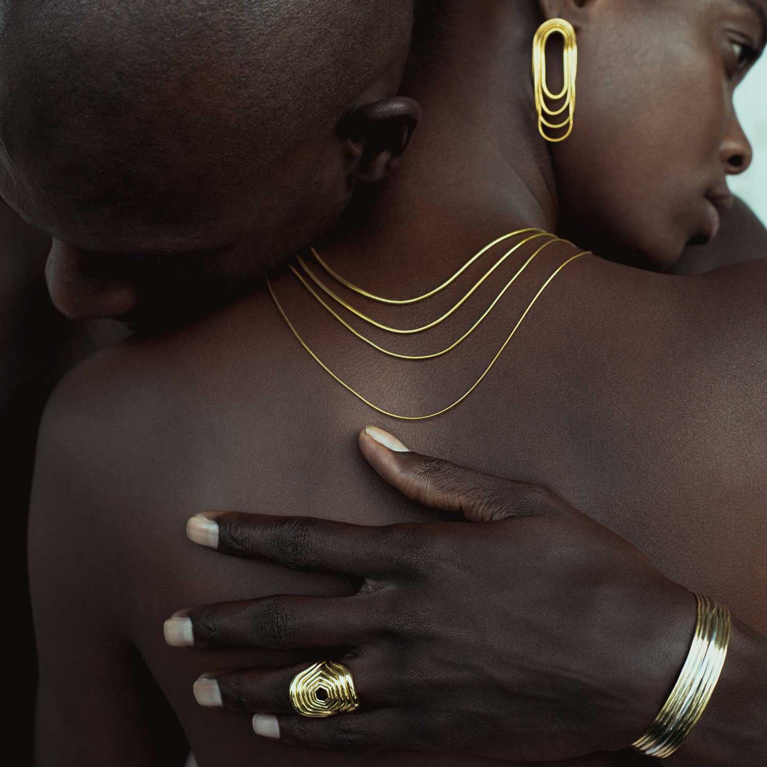 Parallel Multi Chain gold earrings Fernando Jorge The Jewellery Editor
