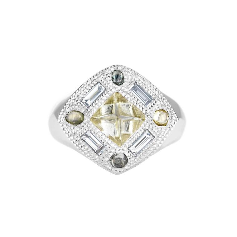 De Beers Talisman signet ring with rough diamonds