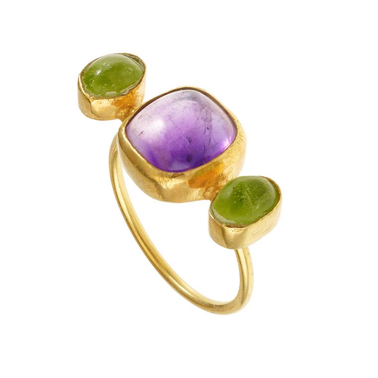 Pippa Small gold-plated silver, amethyst and peridot ring