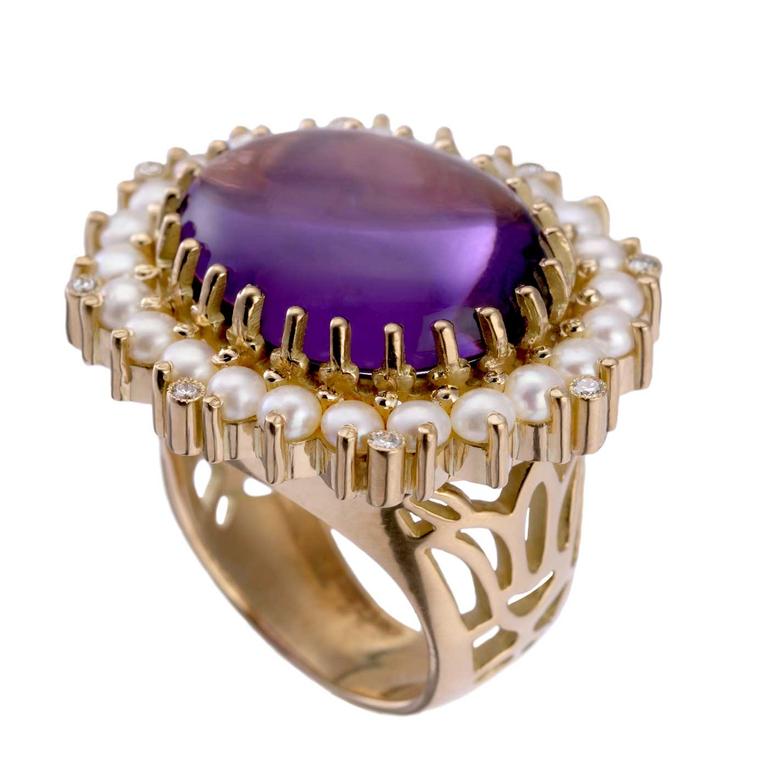 Azza Fahmy Lotus ring with 20 carat amethyst