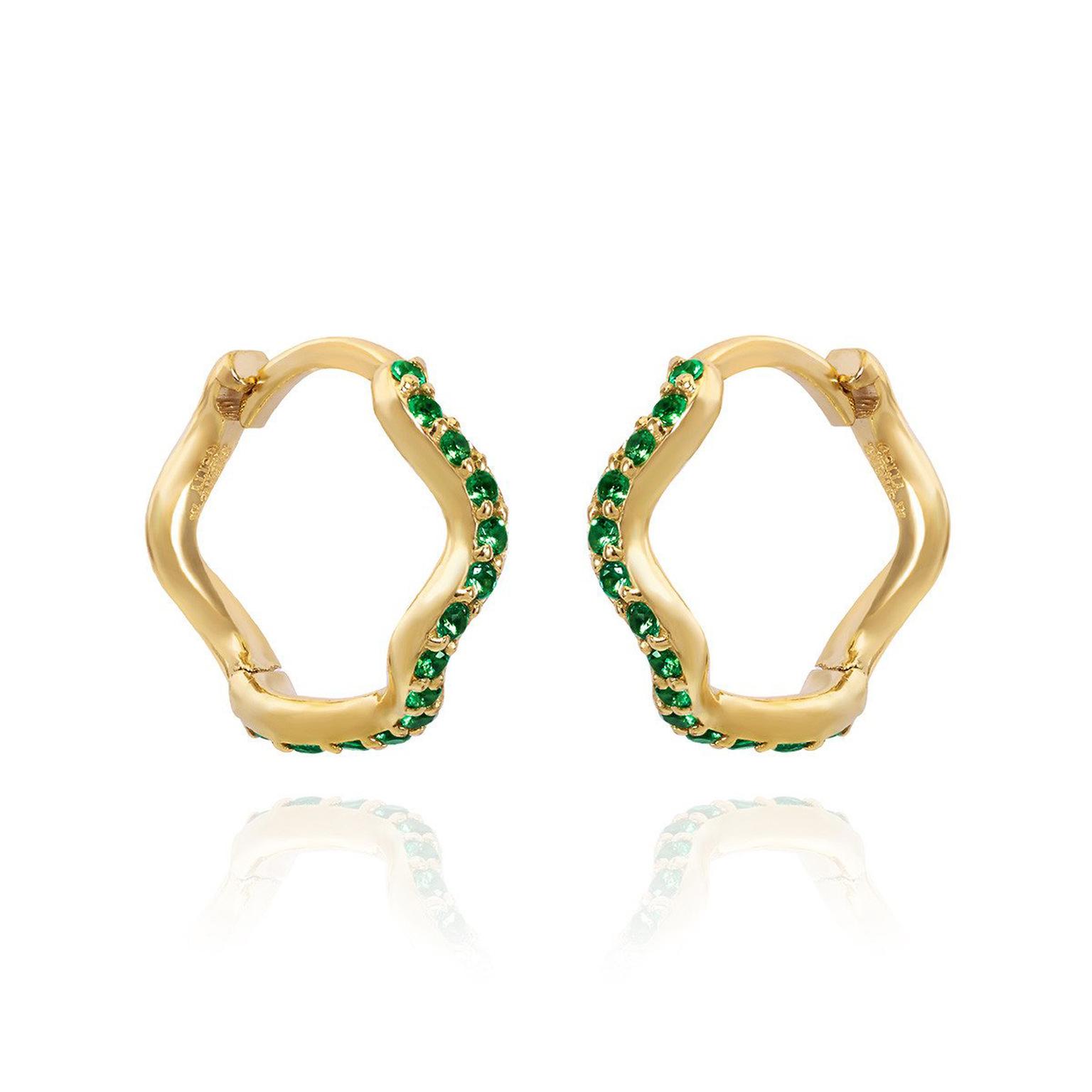 Sabine Getty Baby Memphis tsavorite Wave Huggie Hoops