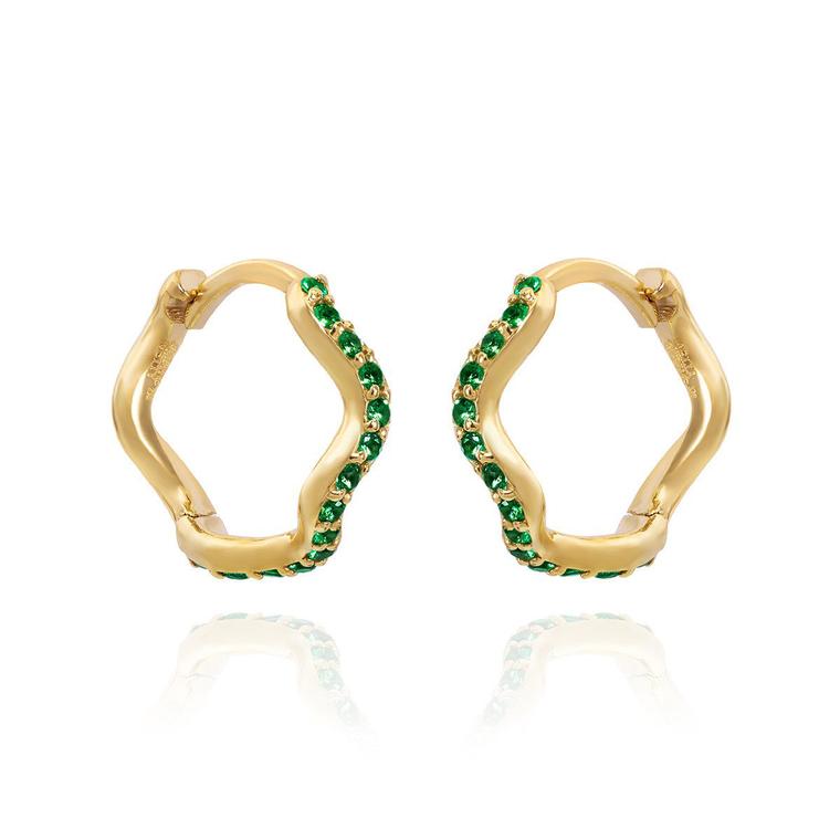 Sabine Getty Baby Memphis tsavorite Wave Huggie Hoops