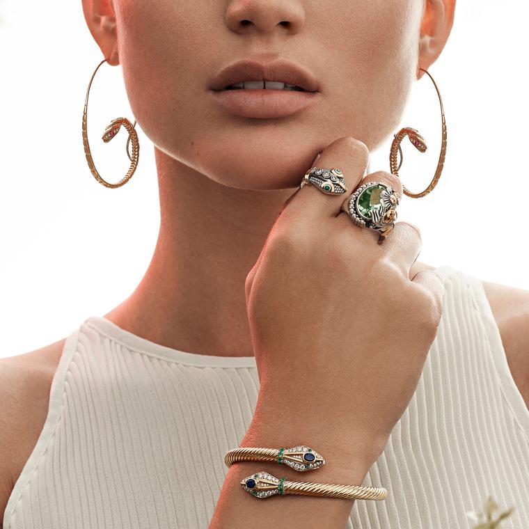 Azza Fahmy Wonders of Nature Serpent earrings, ring and bracelet