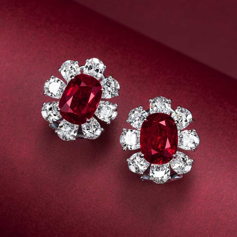 Burmese pigeon blood 5 carat ruby earrings - Poly Auction Hong Kong 10th Anniversary Sale