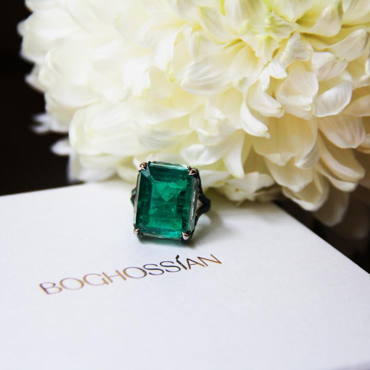 Boghossian Colombian emerald and beryl ring