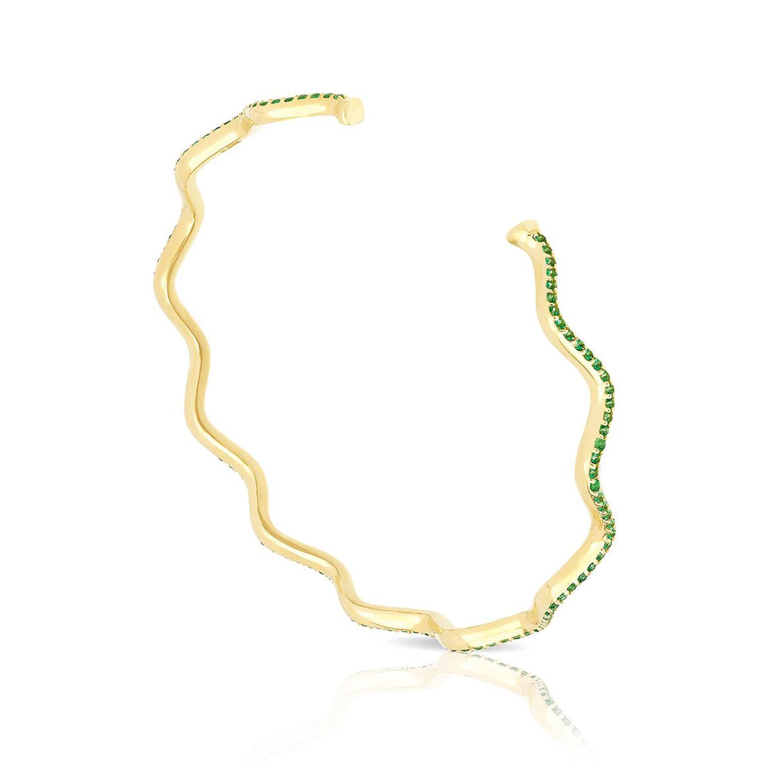 Sabine Getty Baby Memphis Wave tsavorite cuff in yellow gold