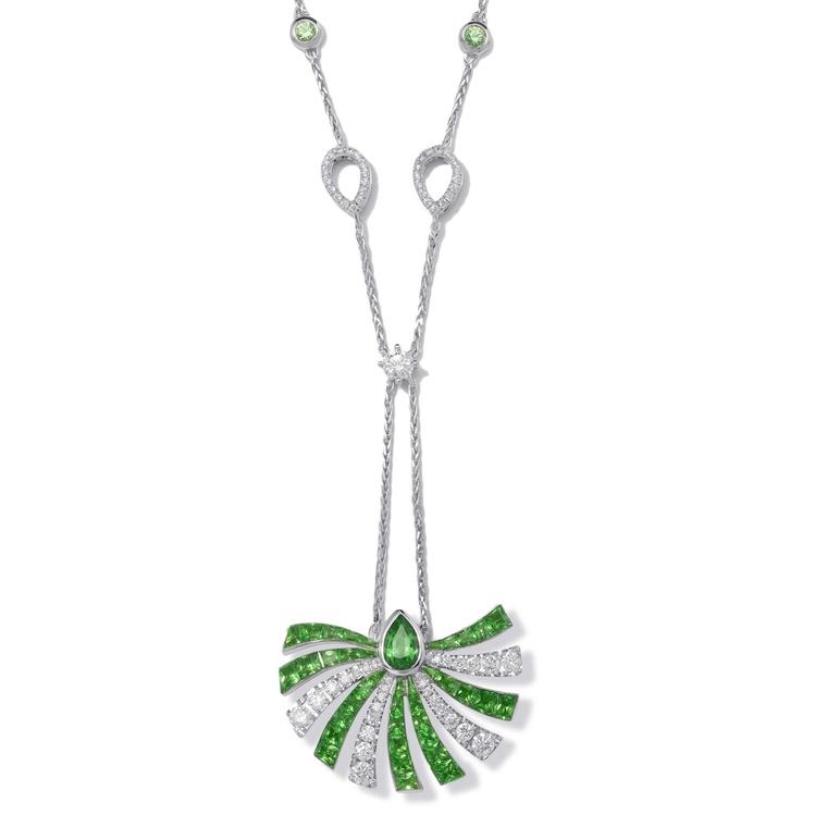Stenzhorn Persuasion large necklace in white gold with tsavorites and diamonds