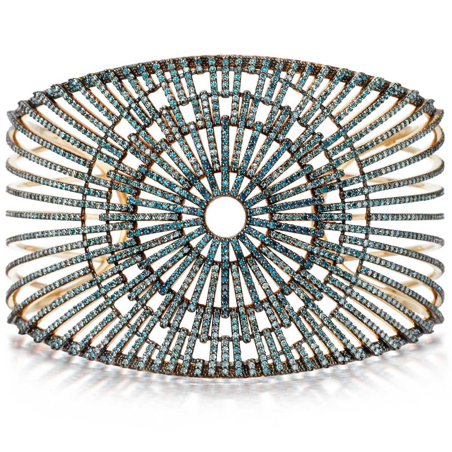 Astley Clarke Firework cuff with blue diamonds from the Rising Sun collection