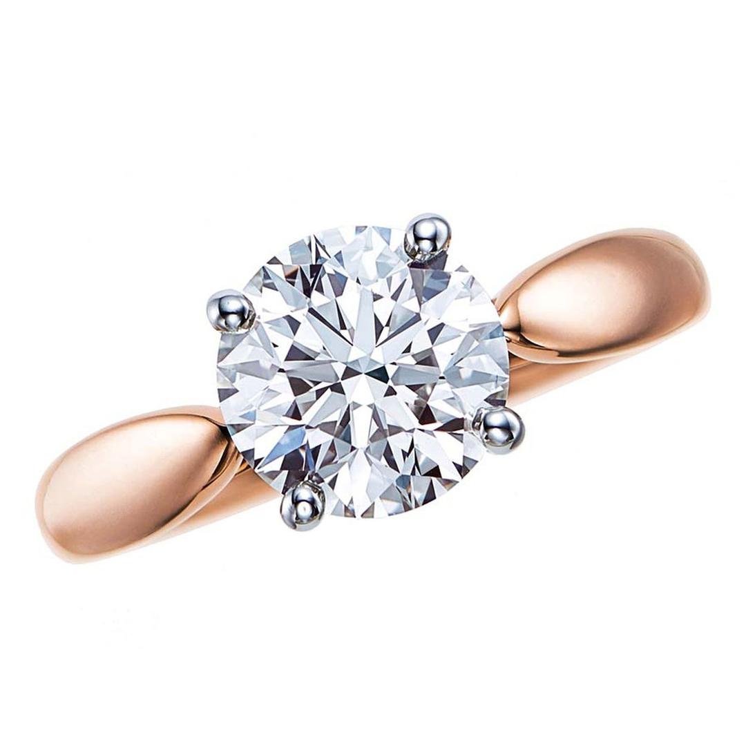 Harmony rose gold engagement ring with a central solitaire diamond