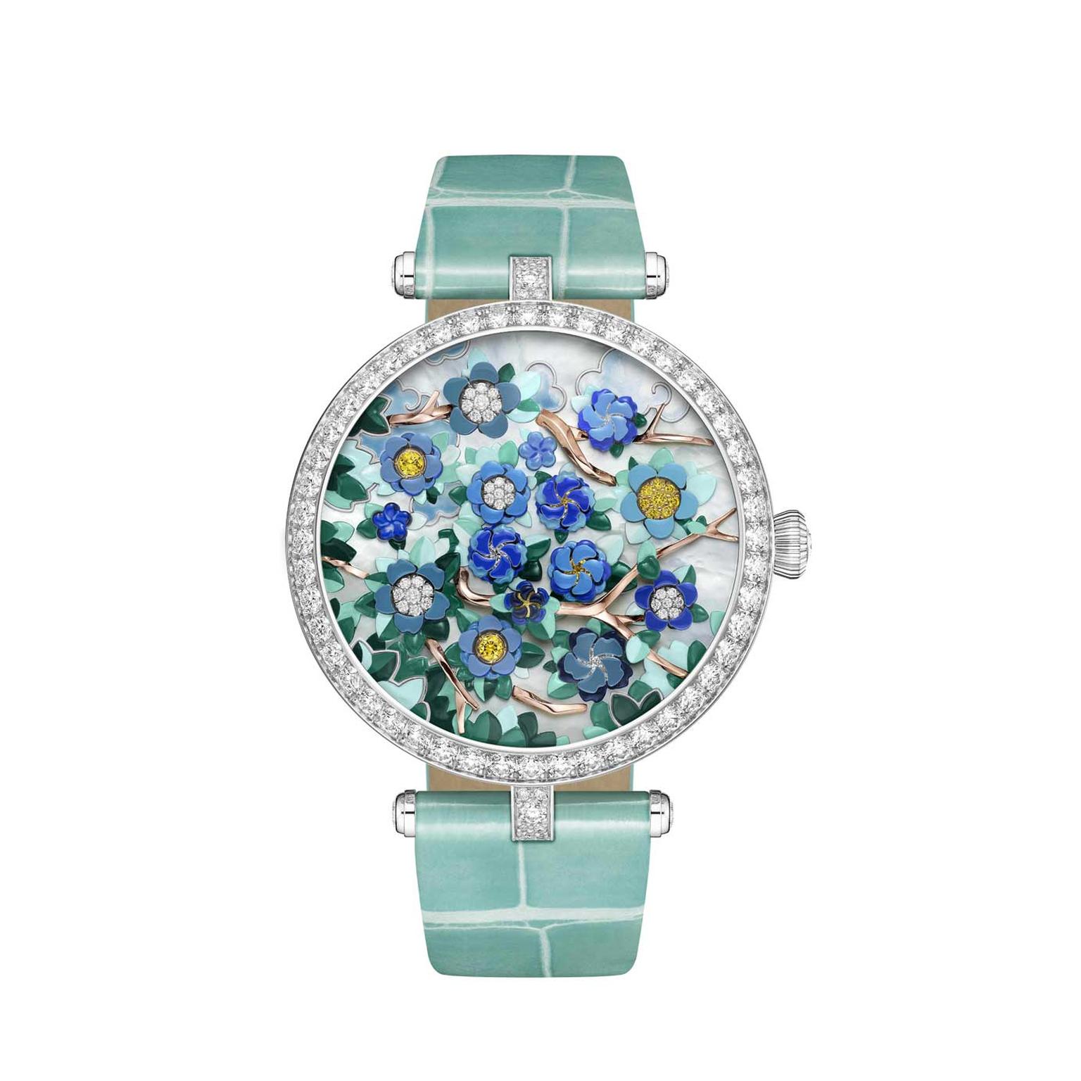 Van Cleef & Arpels Lady Arpels Heures Florales Cerisier white gold watch