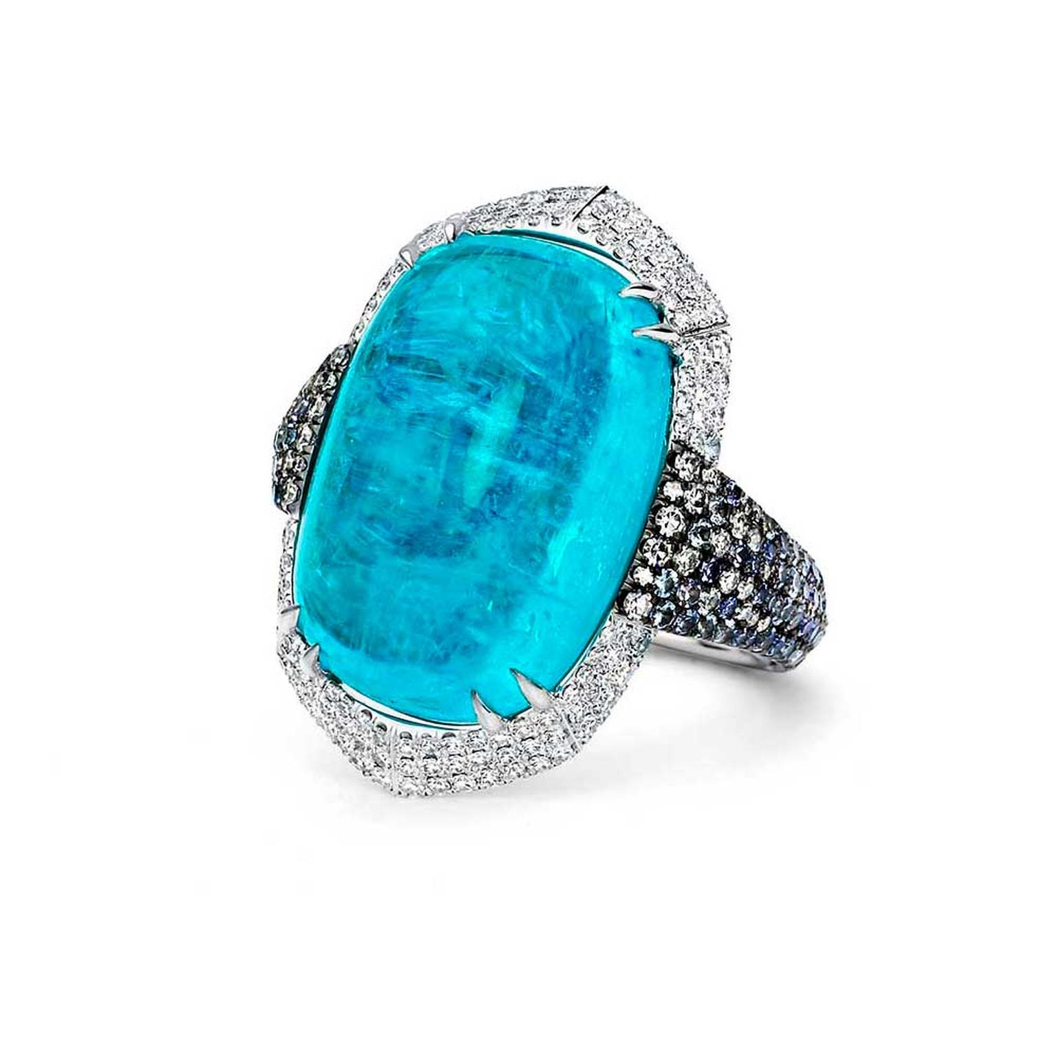 Martin Katz Paraíba tourmaline and white diamonds ring