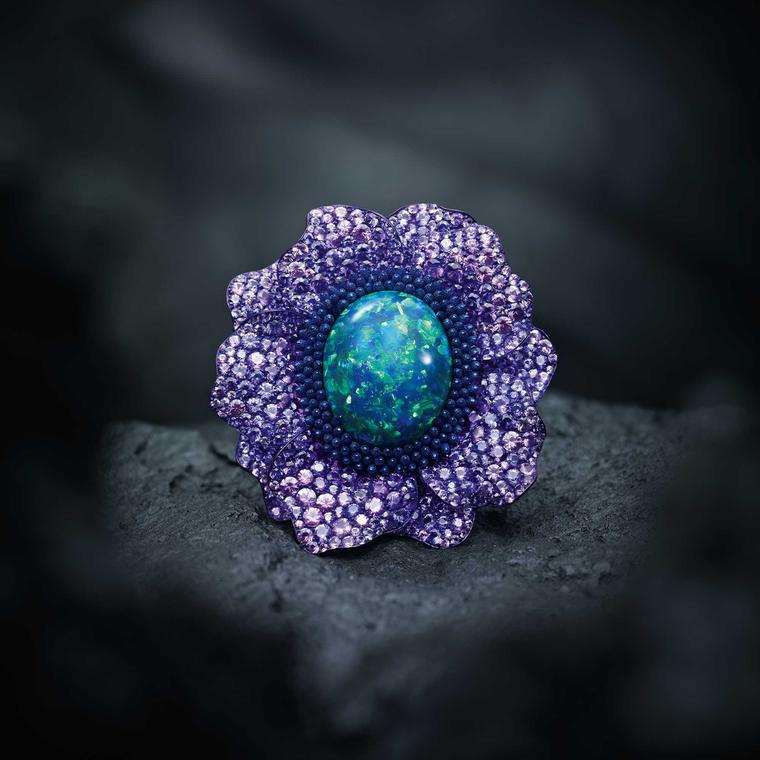 Chopard Fleurs d'Opales ring with purple sapphires