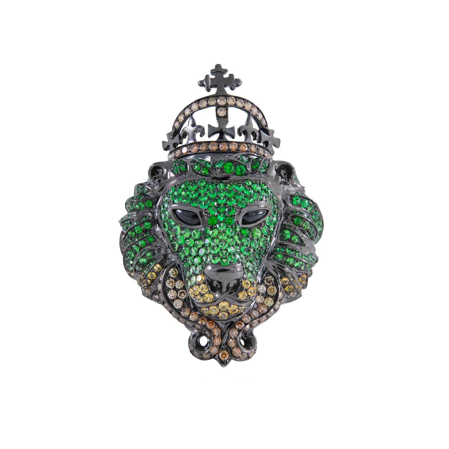 Lydia Courteille Queen of Sheba onyx, sapphire, diamond and tsavorite ring